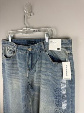 Aero Women’s Super Low Rise Baggy Wide Leg Non Stretch Light Wash Jeans SZ 14R